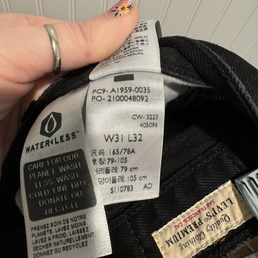 Levis 90s 501 Black Denim Jeans Button Fly Size 31 - Picture 8 of 8